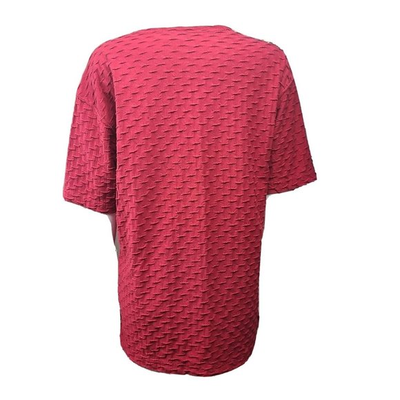 BE Basic Editions Top Womens Size M Medium Solid All Red Textured Short Sleeve - Picture 3 of 6